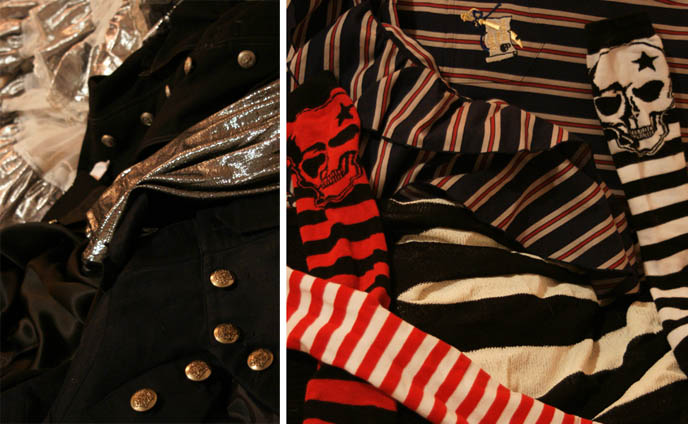 gothic lolita clothes, punk and stripes, emo fashion, skull prints.