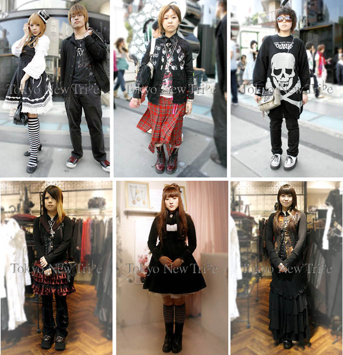 Goth and 
punk clothing, gothic lolita couples. Male version of goth loli, kodona 
or dandy, ouji, elegant aristocrat fashion.