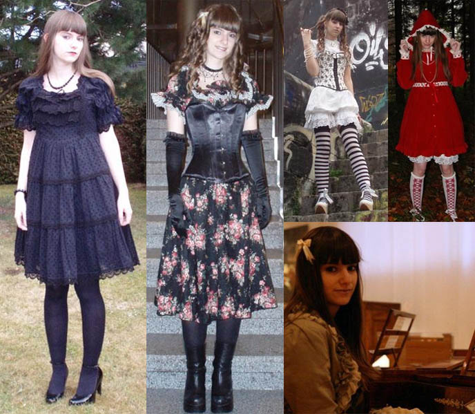 Cute gothic lolita girl from Austria, pretty Goth corset, long skirts and dresses.