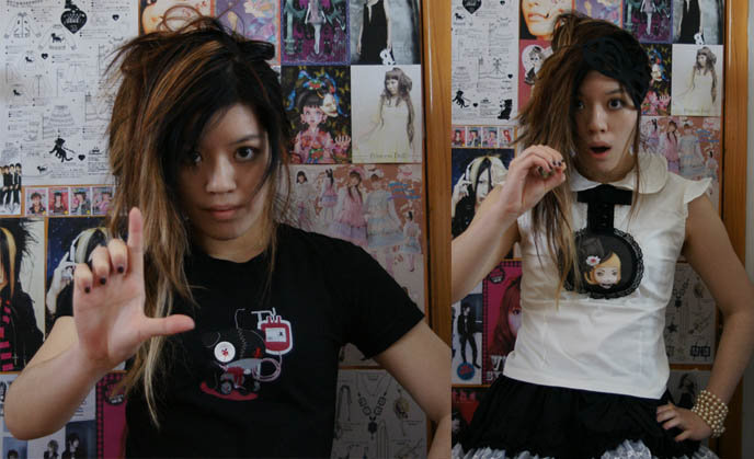 Trends in Japan, cool Japan character goods. Akina by Lang Leav, L hand signal. Japanese girl model.