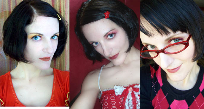 Vegan, animal-friendly makeup in bright alternative cool colors. Aromaleigh Minerals Makeup, hot electro wild Goth and alternative eyeshadows, blushes and Gothic Lolita lipsticks.