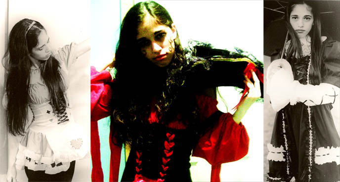 Young Lolita, teenage American Gothic Lolita girl, cute dresses and shoes.