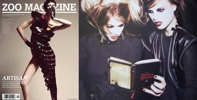 Zoo Magazine fashion spread, style editorial in German magazine. gothic lolita inspired photoshoot.
