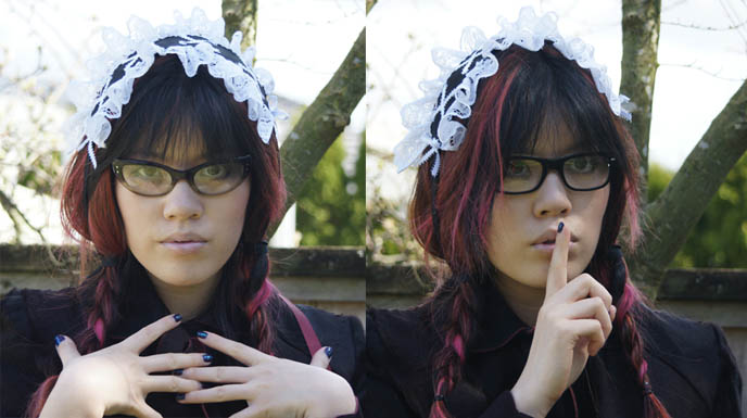 Hot librarian 1950s pin up girl glasses, retro cat eye frames eyewear from Italy. Cute Asian girl in glasses