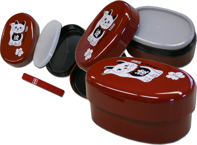 Cute bento box with lucky cat, Hello Kitty kawaii goods from J-List, J-Box Japanese gifts, presents from Sanrio