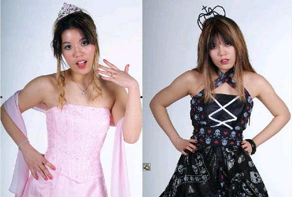 Goth prom dress, alternative cool gothic designer prom gowns, graduation dresses. Awful pink poofy 80s prom dress, before after DIY.