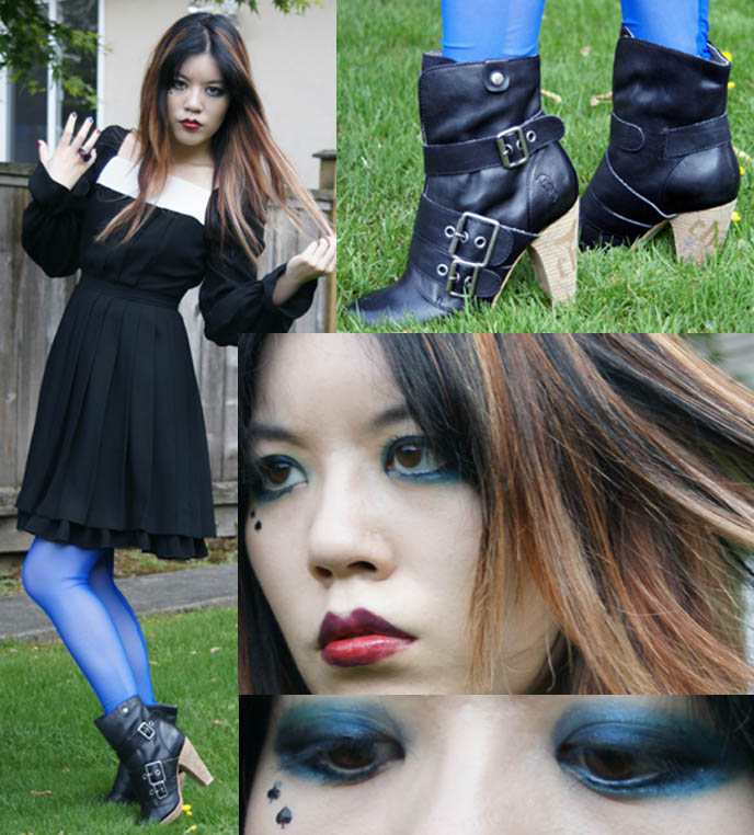 Alice in Wonderland playing card stickers, cosplay outfits, Goth Alice, hot sexy leather boots, fetish clothing and toys, Marilyn Manson and La Carmina, Japanese Gothic Lolita photoshoot, High end of low 7-inch vinyl, Marilyn Manson live concert fans.