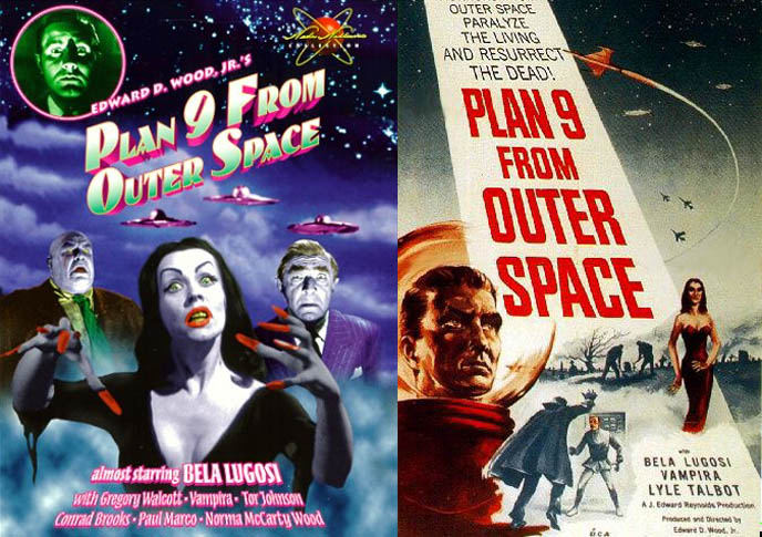 Plan Nine from Outer Space, worst movie ever made, horror B-movie, campy vampire film by Ed Wood, Edward D Wood Jr, Vampira, Bela Lugosi last film stills