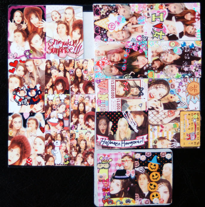 Tokyo Japan puricute purikura, Japanese sticker picture frames, borders, cute kawaii decorations for photos, sticker pictures, print-outs of colorful sticker portraits