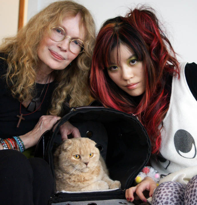 CUTE YUMMY TIME BOOK TOUR DATES, signings and cookbook recipe demos, US tour penguin author La Carmina, celebrity cats with owners, famous actress with pet cat, SCOTTISH FOLD BASIL VISITS HIS GRANDMA MIA FARROW