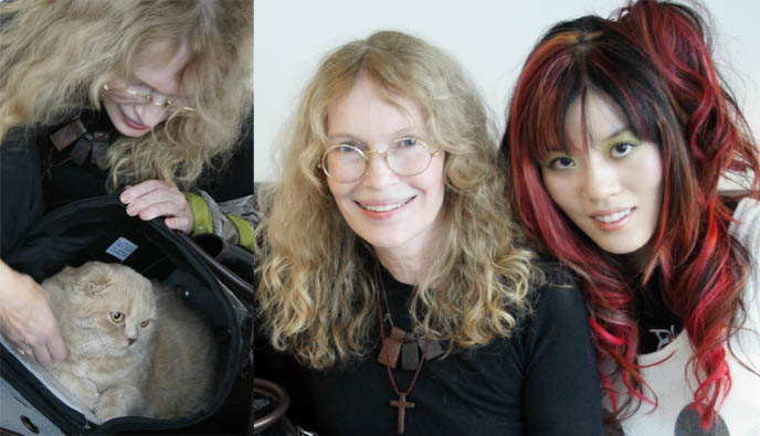 CUTE YUMMY TIME BOOK TOUR DATES, signings and cookbook recipe demos, US tour penguin author La Carmina, celebrity cats with owners, famous actress with pet cat, SCOTTISH FOLD BASIL VISITS HIS GRANDMA MIA FARROW