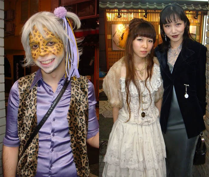 Hentai fetish parties in Japan, Department H, weird crazy wild parties in Tokyo, Japanese strange fetishes, events and club nights, Goth drag queens, S&M, flogging and domination, bondage shows, male submissive in corset, theatrical leopard makeup