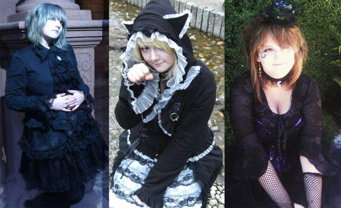 Moi meme Moitie, peace now and Sex Pot revenge, germany Gothic Lolita dresses from Harajuku Tokyo Japan, where to buy sweet lolita dresses, cheap overseas shipping for gothloli clothing, BTSSB coats and headdresses, pretty teen lolita model.