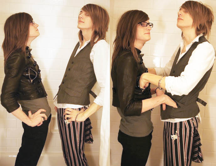 Alice and the Pirates striped pants, Visual kei bands, music, downloads, how to do J-rock groups hair, makeup, male Gothic Aristocrat EGL clothing, Jrock hair cuts and Japanese men's hairstyles, shaggy mod hair, crossdressing teen boys, leather jacket women's with buttons