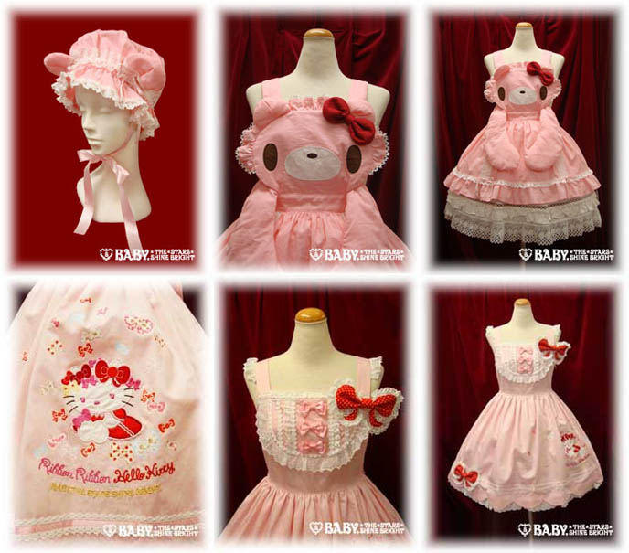 baby the stars shine bright collaboration with gloomy bear, cute bear jsk, btssb lolita dress, pink frilly lace dress, teen lolita models, pretty lolitas teenager, sweet lolita with cute bangs, kawaii hairstyles, japanese fashion girls