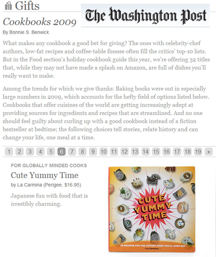 Cute Yummy Time by La Carmina book cover, Washington Post recommended cookbooks for holiday gifts, Japanese fun recipe books, best reviewed cookbooks for Asian food, Bonnie Benwick, baking books for gifts