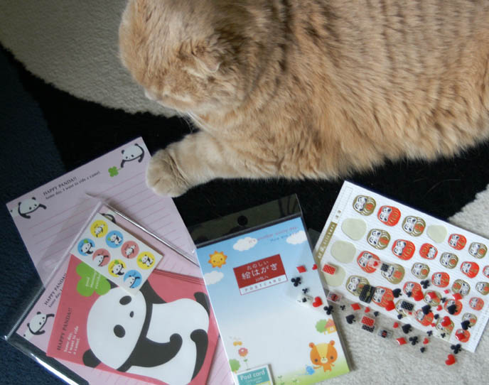 kawaii paper from tokyo, stickers from tokyu hands, panda bear engrish, CUTE JAPANESE STATIONERY, PENS, DIY WRAPPED PAPER BOOK COVERS. MIYAVI & VERSAILLES J-ROCK CONCERT IMAGES, visual kei bands performance photos, scottish fold cat, fat yellow pet kitten with yellow eyes, cutest cat Japan, wrapped textbooks, cool book protective covers