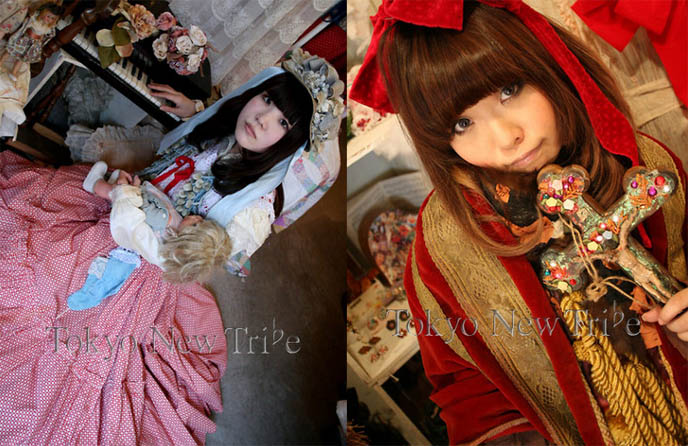 JAPANESE DOLLY FASHION: VINTAGE ANTIQUE DOLL LAYERED STREET STYLE, SHIBUYA BOUTIQUE GRIMOIRE. TOKYO STYLE TRIBES. middle ages Europe, medieval cosplay fashion, historic clothes, vintage in Japan and Asia, Handmade clothes delicate workmanship, mori girl, forest girl fashion Japan, Kera magazine, Vivi, Japanese magazine scans online, used clothes Shibuya, shopping for secondhand clothes in Tokyo Japan
