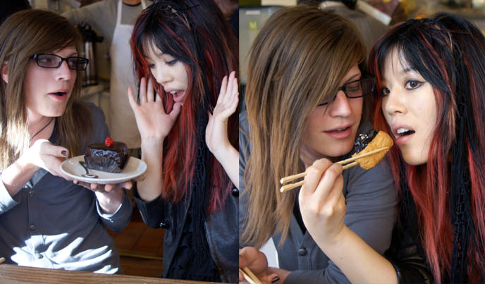 brown rice sushi, m cafe de chaya, melrose cafe, vegetarian vegan macrobiotic food in los angeles, best vegetarian restaurants in la, reviews of m cafe, blond teen boy eating sushi, healthy food pictures, japanese food best sushi bars in california, cute emo boys wearing glasses, skinny black jeans teenage boys, pretty boys, visual kei hair, lush blond hair men