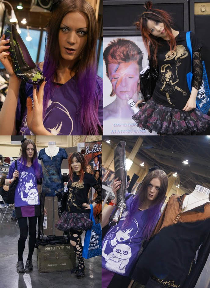 alternative clothing at magic marketplace, project, pool, sourcing at magic, KYNT & VYXSIN of the amazing race, goth duo contestants on reality tv, signing and appearance AT LIP SERVICE, MAGIC CLOTHING TRADESHOW IN LAS VEGAS. WHOLESALE GOTH PUNK ALT FASHION. goth fashion models, famous goths, gothic celebrities