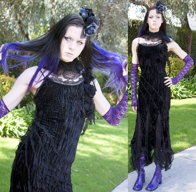 tranny in black dress, purple dyed hair, japan transsexual, male crossdresser, drag queen fashion, HOLLYWOOD MOVIE SHOOT: NOIRLAND STARRING JAMES DUVAL, DIRECTED BY RAMZI ABED. SERIAL KILLER FILM NOIR, BLOODSHOT PICTURES 2010. CLINT CATALYST, LENORA CLAIRE, zoetica ebb, coilhouse magazine, scene queens, audrey kitching, scene kings, emo fashion, club kids los angeles, la internet celebrities, net celebs, famous on the internet, famous fashion scene bloggers, hollywood gay scene, goth movie, los angeles behind scenes filming movies
