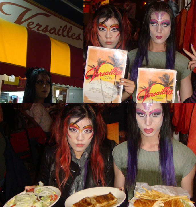 VERSAILLES CUBAN RESTAURANT, WEARING SUGARPILL MAKEUP BY SHRINKLE. cuban food in los angeles, visual kei makeup facepaint, cuban la cafe, cheap eats in california, TOKYO GOTH CYBER CLUB VIDEOS.