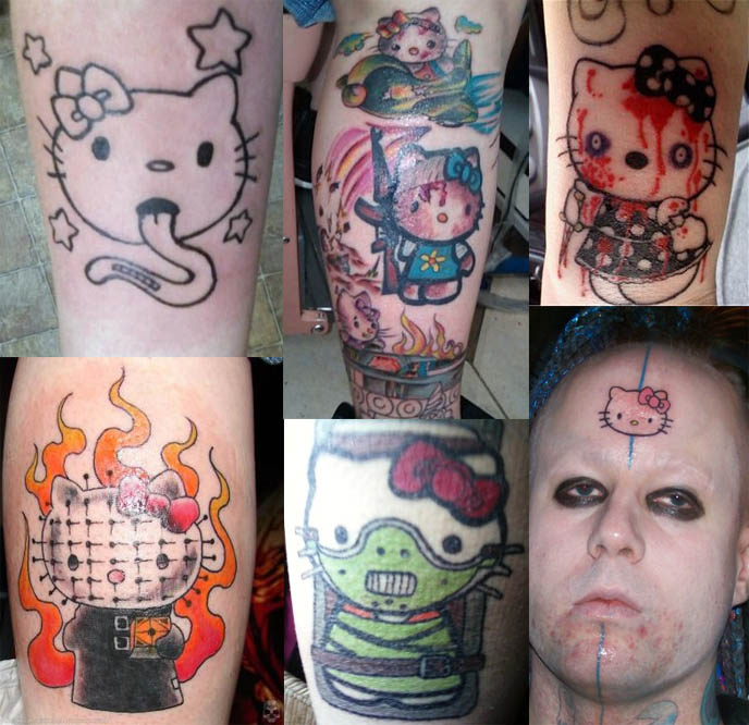 Pictures Of Hello Kitty Tattoos. hello kitty tattoos, worst