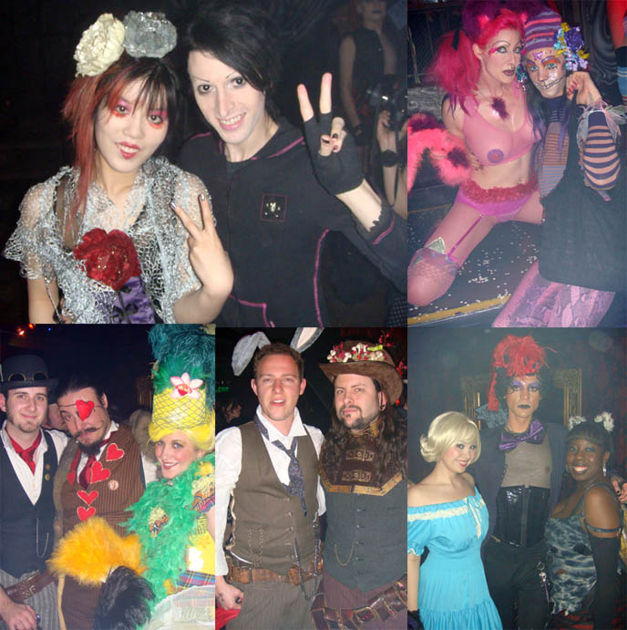 GOTH ALICE IN WONDERLAND COSTUMES AT BAR SINISTER HOLLYWOOD CLUB. KYNT & VYXSIN, CHESHIRE CAT MAKEUP, MAD HATTERS & WHITE RABBITS, gothic models, amazing race goth dating duo, alice wonderland tim burton opening, movie premiere release party, goth bars clubs nightlife guide to los angeles, la goth, go go dancers cute hot girls with pink hair, scene queens, e-celebs, ladybloggers