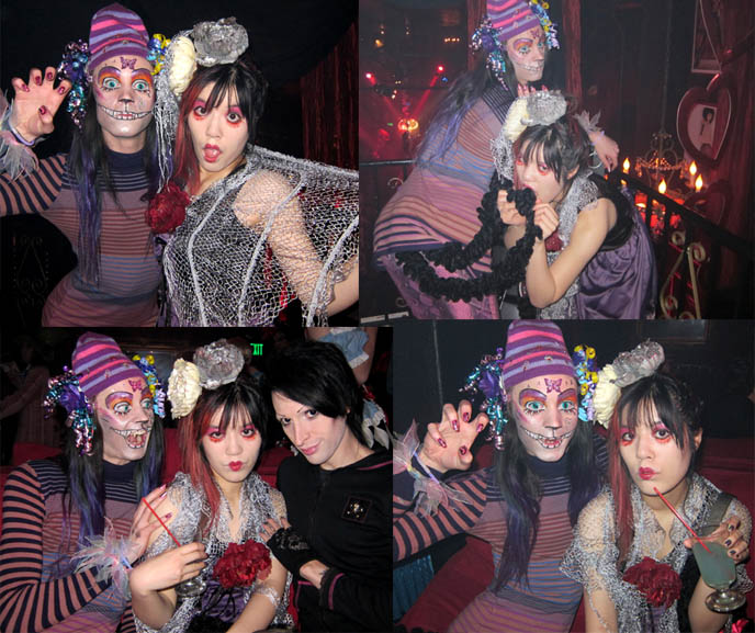GOTH ALICE IN WONDERLAND COSTUMES AT BAR SINISTER HOLLYWOOD CLUB. KYNT & VYXSIN, CHESHIRE CAT MAKEUP, MAD HATTERS & WHITE RABBITS, gothic models, amazing race goth dating duo, alice wonderland tim burton opening, movie premiere release party, goth bars clubs nightlife guide to los angeles, la goth, go go dancers cute hot girls with pink hair, scene queens, e-celebs, ladybloggers