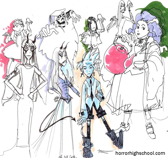 halloween costume sketches, tim burton costume design concept sketches drawings, GOTHIC LOLITA MANGA DRAWINGS, CUTE GOTH GIRL SKETCHES FROM HORROR HIGH SCHOOL MOVIE. drag queen tranny transsexual cross-dressing cosplay japanese harajuku jpop la carmina goth gothic lolita funny humor silly beauty fashion style blogger, japanese b-movie, horror movie Tokyo, gothloli girls, scary goths