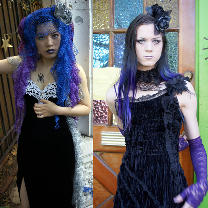LA CARMINA TRAVEL TV HOSTING ADVENTURES IN JAPAN! TOKYO & OSAKA GOTH LOLITA SHOPS, PARTIES, JPOP TOURISM. andrew zimmern bizarre world host, travel tv show asia, how get show on travel channel, noirland hollywood film noir, movie shoot, bright blue hair, black gothic lipstick