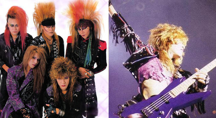 BASSIST TAIJI PLAYING WITH X JAPAN in tokyo concerts, x-japan japanese rockers, north america world tour, visual kei jrock group, old 1990s xjapan photos, bass player  Taiji Sawada, D'ESPAIRS RAY CONCERT BOOKLET