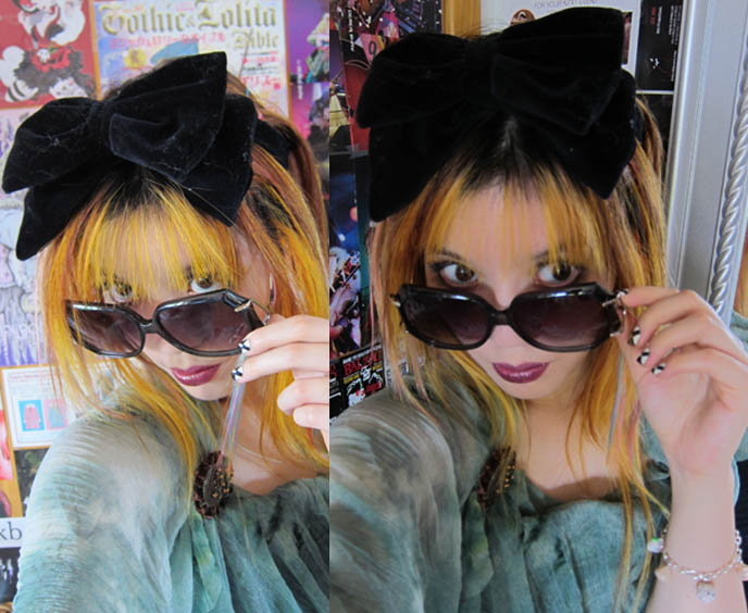 celebrity sunglasses for sale, women's OVERSIZED LADIES FASHION SUNGLASSES, green Tie Dye Scarf CREPE SCARF, RAINBOW HAIR EXTENSIONS & DOLLY BOW HEADBAND. kawaii girl eyes, models, japanese street style website, tokyo fashion, fashion jobs in japan, japan teen schoolgirls cute kawaii, eyelid surgery asia, big eyes circle contact lenses, cool japan gyaru kawaii nail art, false eyelashes goth