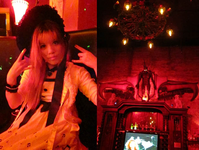 club noc noc, red lights chandelier, satan statue, baroque nightclub. gothic lolita bonnet, metamorphose temps de fille dress, lolita jsk musical notes print, music dresses, girly princess hime fashion, gothloli gosurori, SEATTLE GOTH CLUBS: CLUB MERCURY private goth vip party. INDUSTRIAL EBM GOTHIC EVENTS, PARTIES & CONCERTS IN SEATTLE. darkwave, alternative nightlife, fashion, punk, rock music, heavy metal bars, seattle goths, shops stores, capital hill goth shopping, washington state