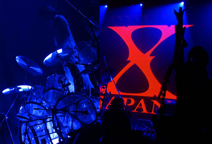 x japan stage decoration, movie dvd tour video, yoshiki at drum kit standing, hot jrockers, cute jrock boys, X JAPAN LIVE PERFORMANCE PHOTOS, CONCERT REVIEW photos of yoshiki, NORTH AMERICAN TOUR 2010, VANCOUVER. drummer pianist japanese rock stars YOSHIKI, TOSHI, SUGIZO. heath, pata, x japan concerts stage outfits, jrock concert, エックス ジャパン, visual kei artists bands music, buy j-rock tours concerts, xjapan tickets