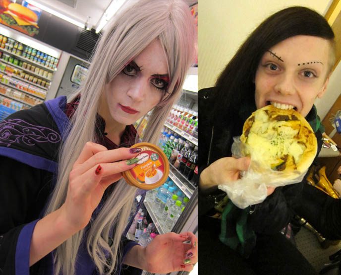 goth boys, hair makeup gothic mens, male japan fashion cool creative, industrial cyberpunk, clothing mens buy goth, haagen daz pumpkin ice cream, CUTE HALLOWEEN PUMPKIN FOOD! TOKYO KAWAII RECIPES, KABOCHA PIZZA & ICE CREAM CAKE, SEASONAL HOLIDAY MEALS IN JAPAN. japanese girls eating, harajuku style clothing, fashion in japan, street fashion
