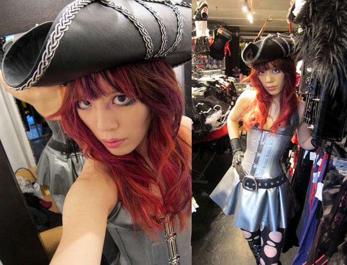La Carmina, lacarmina, sexy Punk Fetish Cyber Gothic Lolita Metal Fashion and Accessories, pirate hat, corsets, VANCOUVER, CANADA GOTH STORES & ALTERNATIVE LATEX STEAMPUNK FETISH BOUTIQUES: DEADLY COUTURE. JAPANESE GIRLS WITH BIG EYES, japan gyaru girls makeup, girls wearing latex dresses, FAKE EYELASHES & CIRCLE CONTACTS, JAPAN MAKEUP TECHNIQUES FOR LARGER EYES, why asian girls want larger eyes, eyelid surgery, Gyaru, tokyo gals, cute japanese schoolgirls, asian hairstyles, asia makeup cosmetics, asia beauty, latex clothing, pvc, polyvinyl chloride, fetish gear