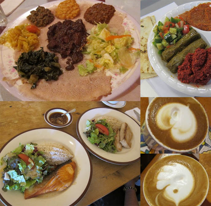 Little Ethiopia, ethiopian food los angeles, spongy bread dips, Sawtelle Kitchen Japanese fusion cuisine, italian cappucinos from Urth caffeBEST PLACES TO EAT IN LOS ANGELES! LA HEALTHY RESTAURANTS, ORGANIC VEGETARIAN FOOD, AROMA, M CAFE, FARMER'S MARKET WEST HOLLYWOOD. vegan restaurants la, beverly hills, whole foods fairfax, magnolia cafe los angeles, trendy hip place sto eat, cool food, weird restaurants, goth dining, fitness food, ethnic restaurants, little ethiopia, w3rd restaurant row