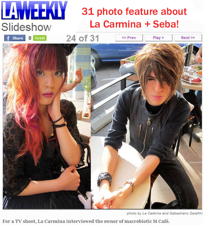 LA WEEKLY SLIDESHOW: FEATURED IN 31-PHOTO ARTICLE! NORWAY TV SHOW ABOUT TOKYO, ARI & PER, AIRS FEB 25 ON NRK. fashion Nightlife Blogger La Carmina and Actor Model Sebastiano Serafini at Work and Play in L.A., Japanese television drama Nihonjin no Shiranai Nihongo, los angeles weekly press, photos, famous bloggers, fashion blogs