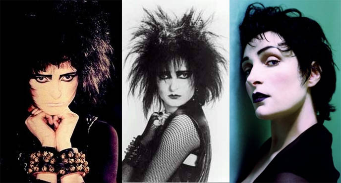 Goth hair and makeup, Siouxsie Sioux and Banshees, Creatures with Budgie. 