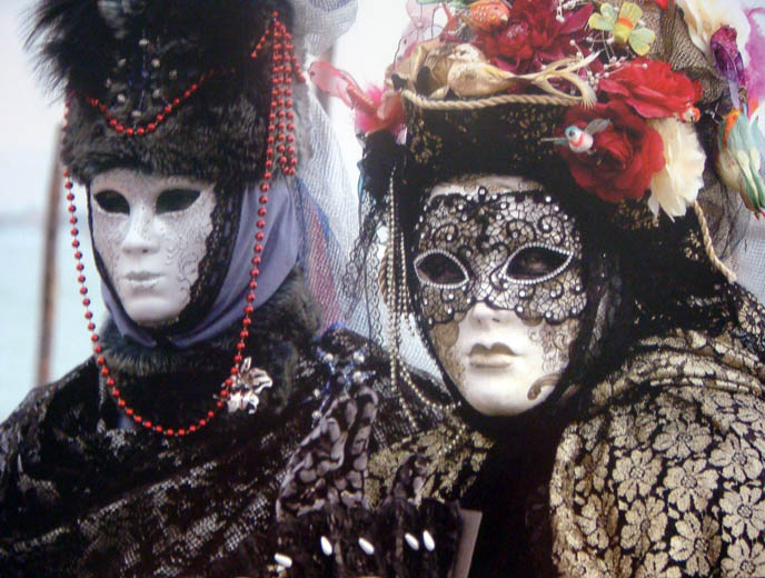 Venice carnival masks, Eyes Wide Shut movie cult orgy gathering, costumes, scary weird masks, ornate decorative Goth costumes, Venetian festival, masquerade.