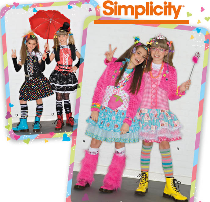 Harajuku Girls costume, Simplicity pattern, cut and sew decora Lolita goth punk Tokyo fruits street style fashion, make clothing, patterns for Tokyo street clothes, Gothic Lolita Bible, cosplay DIY, costume makers, Halloween outfit