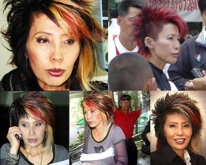 Dr Porntip, Thailand forensic scientist, crazy visual kei hair on Thai Bangkok woman, Porntip Rojanasunan, doctor death in asia, bad girl metal hairstyles, rock star women haircuts, bright red blond dyed hair