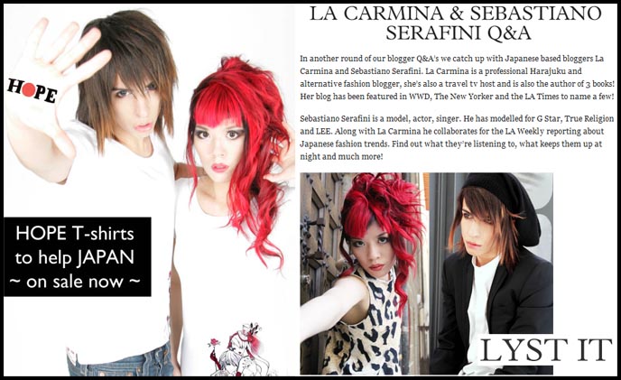 lyst, lyst it, fashion blogger interview, how to become successful fashion blogger, HOW TO BECOME A COOLHUNTER. HIRE COOLHUNTING FIRMS, JAPAN YOUTH SUBCULTURES, TREND CONSULTING JOBS. the coolhunter, coolhunting website, newsletter, photos, mailing list, coolhunting blog, facebook, videos, la carmina and the pirates, japanese weird cool, otaku manga anime, visual kei clothes, jrock fashion, outfits, yellow house